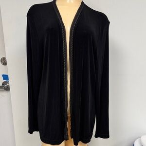 Chico's Travelers Black Cardigan With Chain Detail Size 2